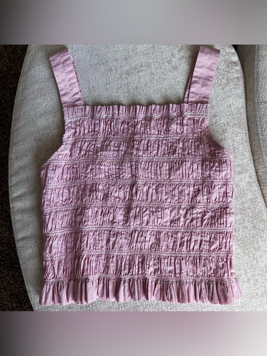 Everlane Tops - Everlane Pink Smocked Square-Neck Tank